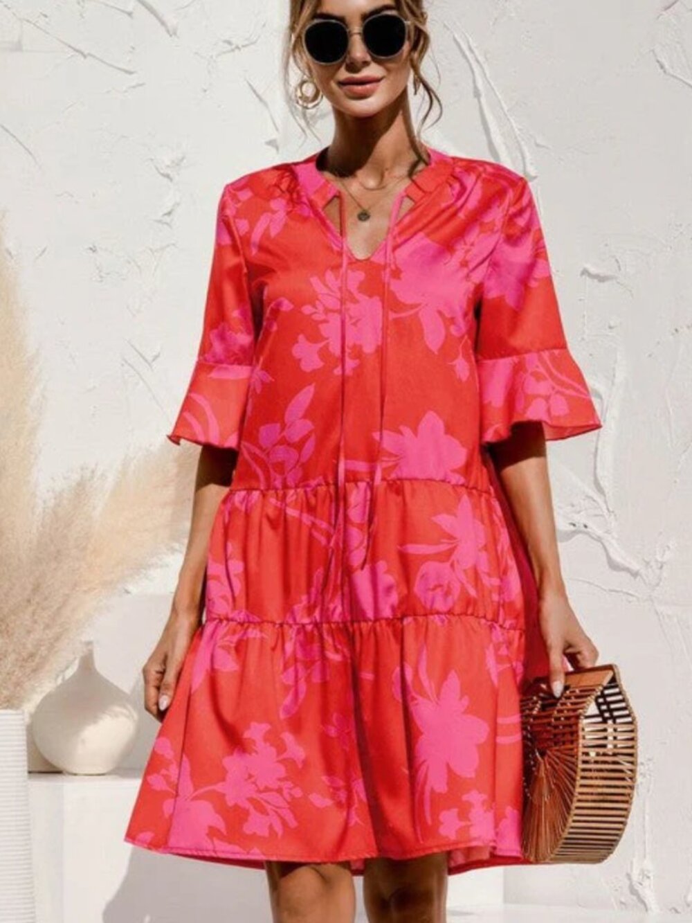 Bright light and and Hot Pink Floral Shift Dress